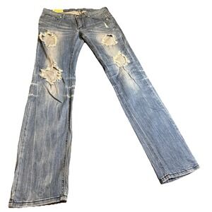 Machine Jeans Women's 11 Y2K Low Rise Bootcut Distressed Studded Denim
